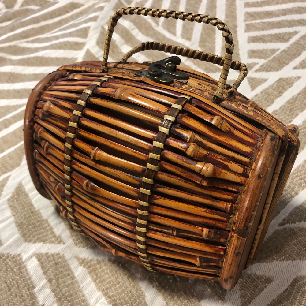 Vintage Bamboo Mini Barrel Bag in Warm Brown